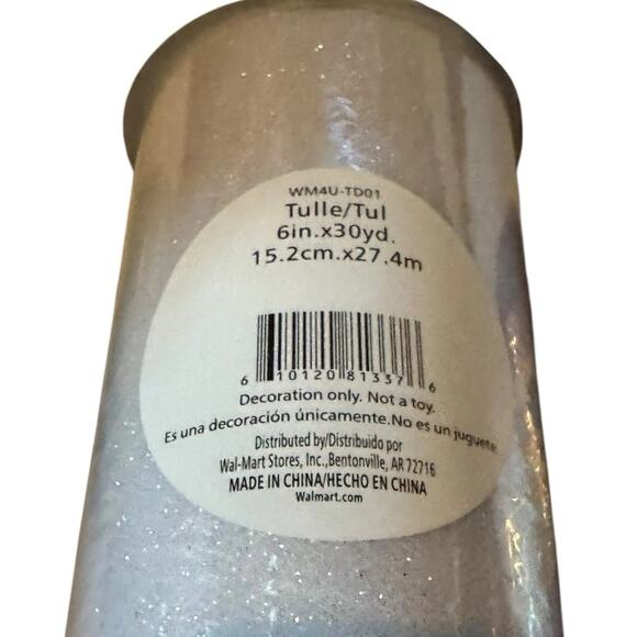 Lot 3 Decorative Mesh & Tulle Rolls White Glitter Purple Craft Ribbon Holiday - Picture 2 of 5